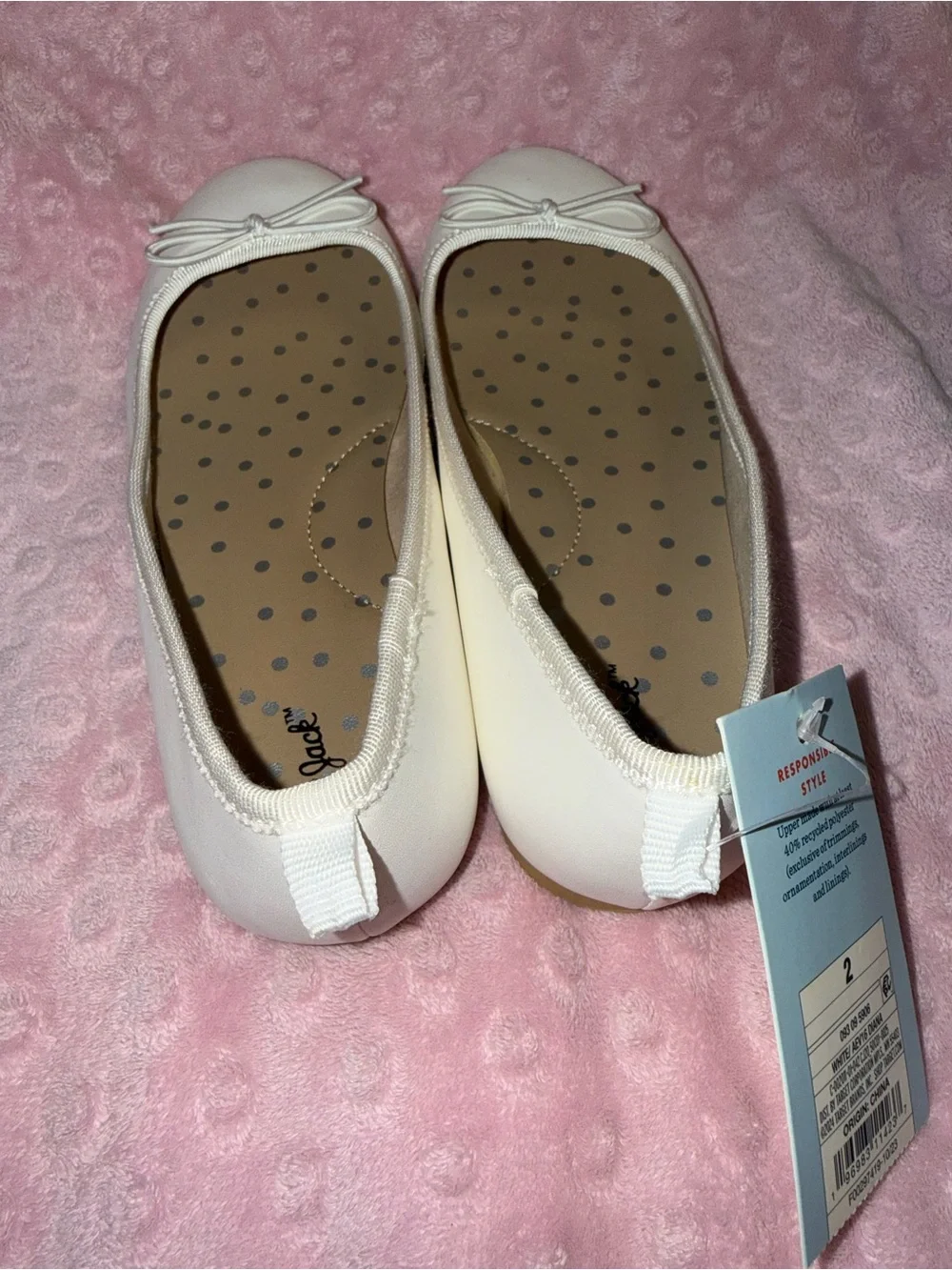 Cat & Jack Girls White Ballet Flats with Bow